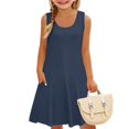 thumbnail image 5 of XADYUY Girls Sleeveless Dresses Casual A-Line Sleeveless Tank Dresses Cute Basic Crew Neck Swing Sundresses with Pockets for 4-14t Kids,Black 6-8 Years, 5 of 7