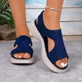thumbnail image 6 of Xfvqtps Womens Knit Slip on Sandals Open Toe Casual Slides with Low Wedge Stretch Comfortable Breathable Walking Summer Shoes, 6 of 8