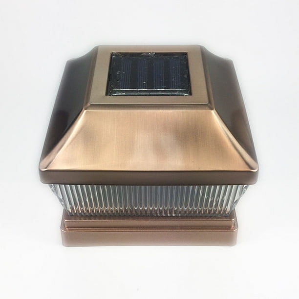 Solar Powered Copper Post Cap LED Light 5x5 Steel Metal Plated