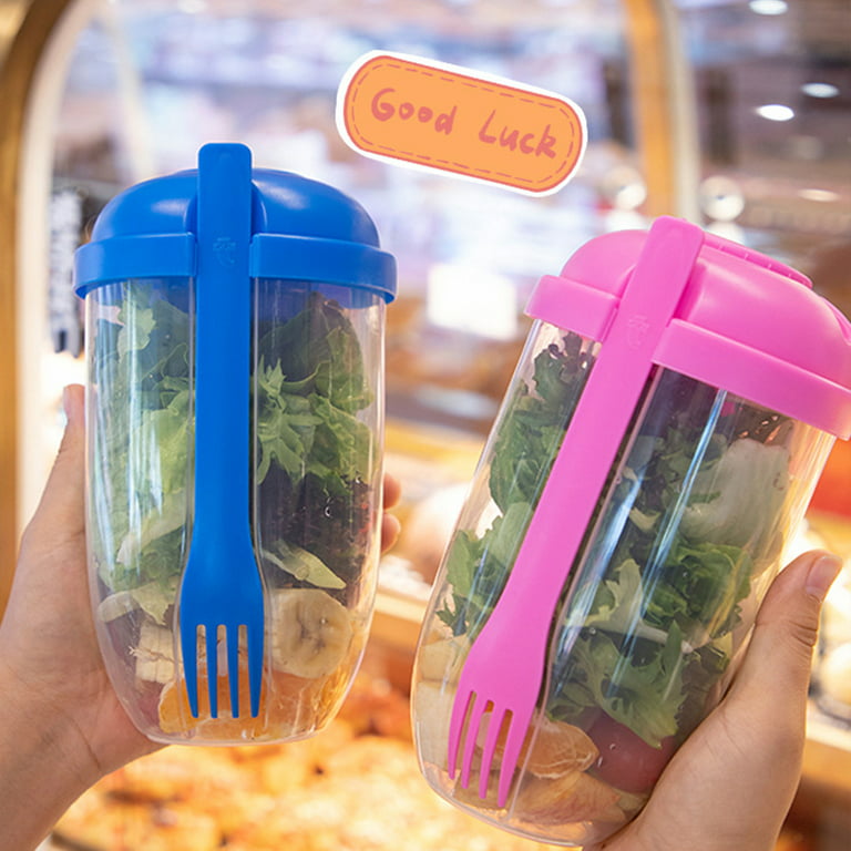 Salad Shaker Cup With Fork, Bpa-free Portable Food Container
