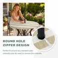 thumbnail image 5 of Round Outdoor Tablecloth with Umbrella Hole and Zipper, Cream Striped Fitted Table Cover with Elastic Edge for 31-35 Inch, Farmhouse Vintage Brown Stripes Waterproof Patio Tablecoths for Picnic, 5 of 9