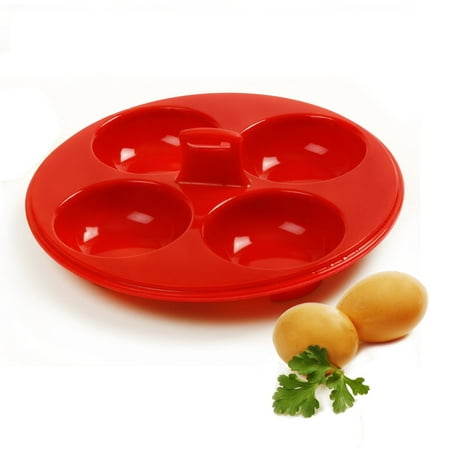 Norpro 9900 Red Silicone Nonstick 4 Egg Poacher - Kitchen Stovetop Pan