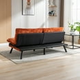 thumbnail image 3 of 71.6 Inch Convertible Loveseat Sofa Bed, Chenille Upholstered Sofa with Adjustable Backrest and Metal Legs, Modern Armless 2 Seater Couch for Compact Living Room, Bedroom and Apartment, Orange, 3 of 9
