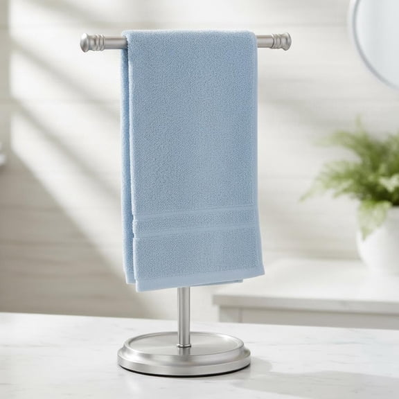 Hand Towel Holder Stand, Free Standing Towel Rack with Stainless Steel Base, Rust-Proof Towel Bar for Bathroom Kitchen Countertop (Brushed Nickel)