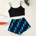 thumbnail image 4 of Women Sleeveless Halloween Print Pajama Spaghetti Strap Skeleton Hand Graphic Crop Cami Sleep Tops With Shorts Comfortable Nightwear For Cozy Home Sleepwear Relaxed Fit 2 Piece Pjs, 4 of 4