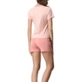 thumbnail image 3 of INSPIRE CHIC Women's Stripe Short Sleeve T-Shirt with Shorts Couple Pajama Sets Pink M, 3 of 5