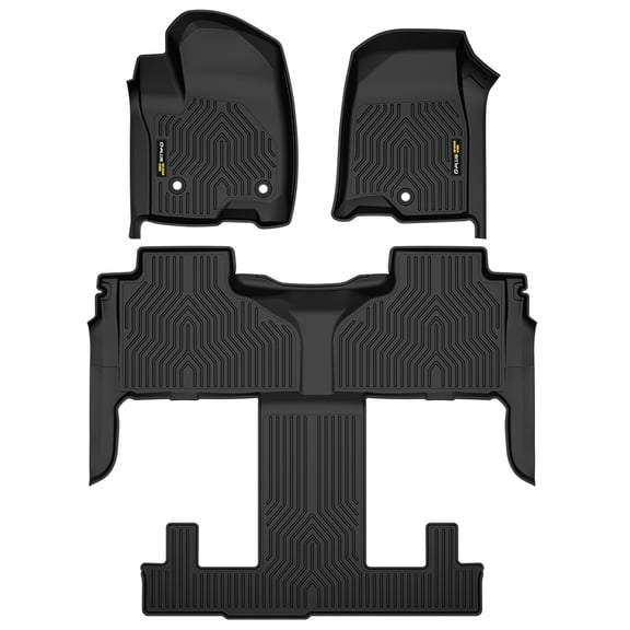 Floor Mats Fit for 2021 2022 2023 2024 2025 Chevy Tahoe & GMC Yukon w/ 2nd Row Bucket Seats TPE Floor Liners 3 Piece Black All Weather Protection Floor Cargo Liners Accessories