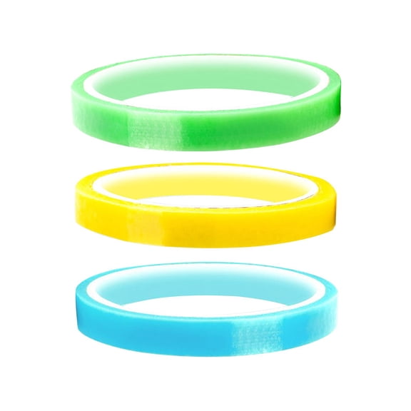3x Funny Sticky Ball Tapes 1.2cm Width, DIY Crafts, Creative Decorative DIY Crafts Sensory Toy for Party Gift Playing Relaxing, Adult Kids Green Yellow Blue