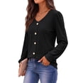thumbnail image 4 of Fantaslook Tops for Women V Neck Long Sleeve Blouses Eyelet Casual Fall Shirts Trendy, 4 of 9