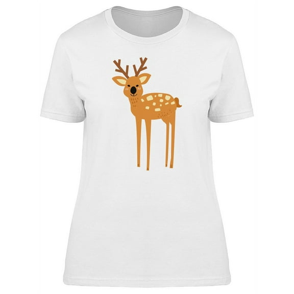Adorable Spring Deer Cartoon T-Shirt Women -Image by Shutterstock, Female x-Large