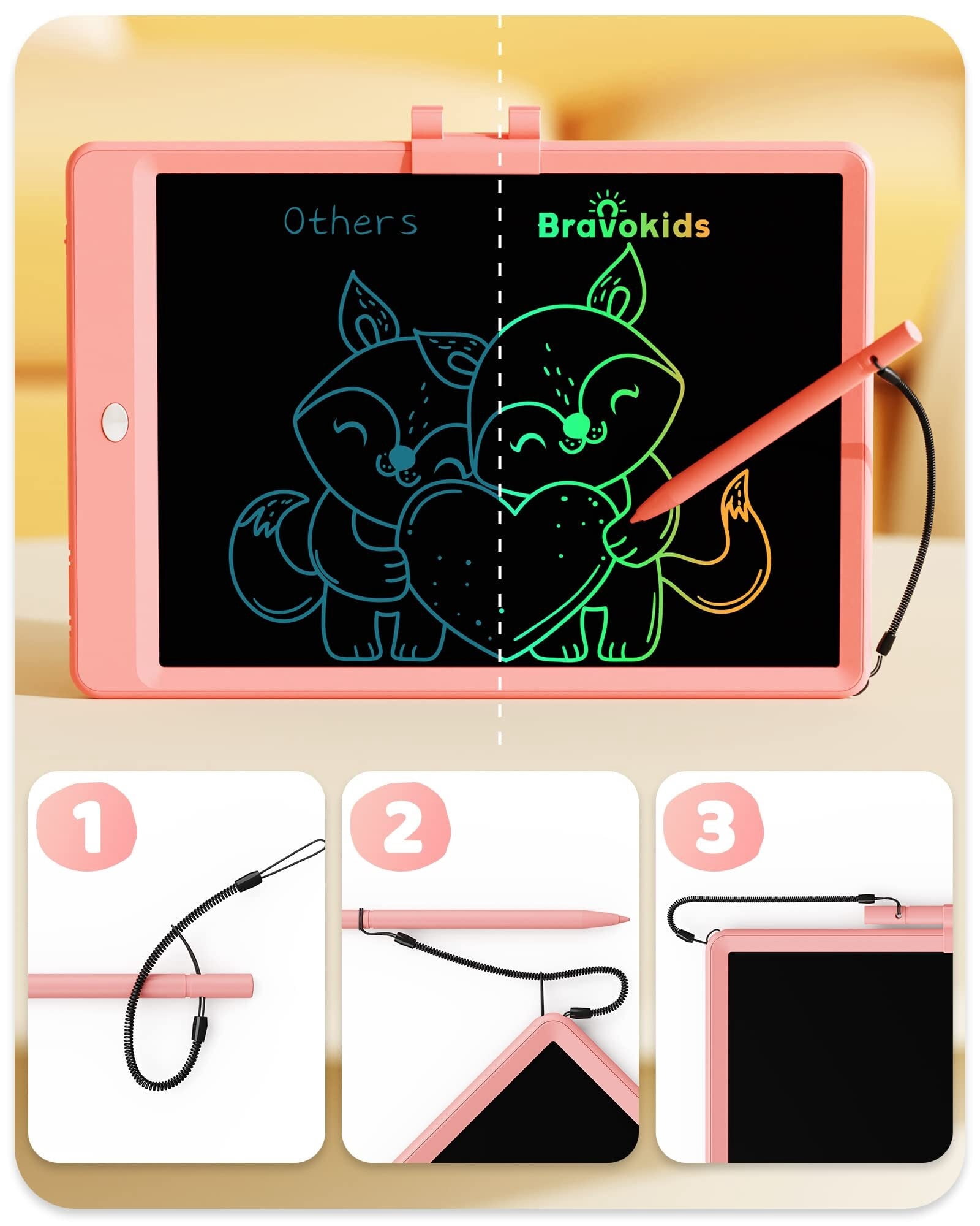10 Inch LCD Writing Tablet for 3-8 Year Olds - Electronic Drawing Pad and Doodle Board as Educational Birthday Gifts for Girls and Boys (Pink)