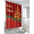 thumbnail image 3 of Fsddascl Merry Christmas Shower Curtain Set - Small 36" x 72" Washable Bathtub Curtain with 12 Hooks, Xmas Pine Tree Branch Red Bow New Year Waterproof Fabric Stall Shower Curtains for Bathroom, 3 of 6