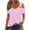 Pink, variant on Women's Summer Sexy Cold Shoulder V-Neck Short Sleeve Pullover Blouse, Solid Color Casual Top, Stylish and Comfortable T-Shirt for Women, Ideal for Hot Weather, Versatile and Fashionable
