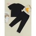 thumbnail image 3 of Bagilaanoe 2pcs Little Girls Pants Set Toddler Summer Outfits Short Sleeve T-shirts Tops + Leggings 3T 4T 5T 6T 7T 8T Kids Casual Clothes, 3 of 8
