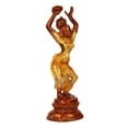 thumbnail image 2 of Brass World Lady Dancing Brass Rare Brown & Gold Finish Statue for Home Decor Indian Culture Apsara Showpiece Antique Style Women Idol in Brass Decor Gift 11 Inches, 2 of 6
