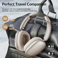 thumbnail image 4 of Mahipey Hybrid Active Noise Cancelling Headphones,60H Playtime Foldable Wireless Over Ear Bluetooth 5.4 Headphones,5 EQ Music Modes,Hi-Res Audio,Deep Bass,Breathable Leather Earpads,Gold, 4 of 7