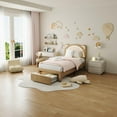 thumbnail image 2 of Danolapsi Twin Size Bed Frame, Upholstered Platform Bed Frame with Adjustable Headboard & Led Light, Wooden Slats Support, No Box Spring Needed, 2 of 7