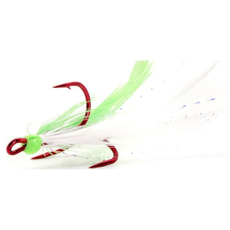 Mustad Ultra Point Dressed Round Bend Treble Hook (Pack of 2), Red Hook/Red  Grizzly Feathers, Size 2 