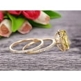 thumbnail image 3 of Bridal Ring 8x5mm Pear Shape 2.25 Carat Champagne Diamond Moissanite Wedding Ring Set Engagement Ring 10k Yellow Gold Claw Prong Halo Matching Band Vintage looking, 3 of 3