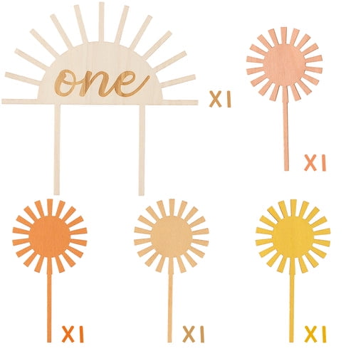 G1ngtar 5Pcs Boho Sun First Birthday Wood Cake Toppers Hippie Sunshine Cake  Topper - Walmart.com