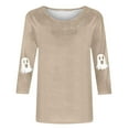 thumbnail image 4 of MaFYtyTPR Halloween Printing Tops for Women Fashion Casual Printed Round neck 3/4 Sleeves Loose Comfortable T-shirt Top Beige L, 4 of 5