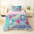 thumbnail image 2 of jejeloiu 3D Cartoon Turtle Twin Comforter Sets Kids,Pink Flowers Blossom Bedding Set,Reversible,2 Pieces, 2 of 8