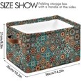 thumbnail image 4 of 2 Pack Fabric Storage Basket Indian Mandala Talavera Closet Storage Bins with Handles Foldable Baskets for Shelves Toy Organizer Home Office Decor Gifts, 4 of 7