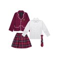 thumbnail image 3 of iiniim Girls School Uniforms Suit Jacket Coat Tops with Shirts Pleated Skirt Anime Sailor Clothings Size 4-14 Burgundy 8-10, 3 of 7