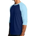 thumbnail image 3 of 3/4 Sleeve Shirts Mens Three Quarter Sleeve Baseball Tee Raglan Sleeve Blouses Dark Blue 3XL, 3 of 7