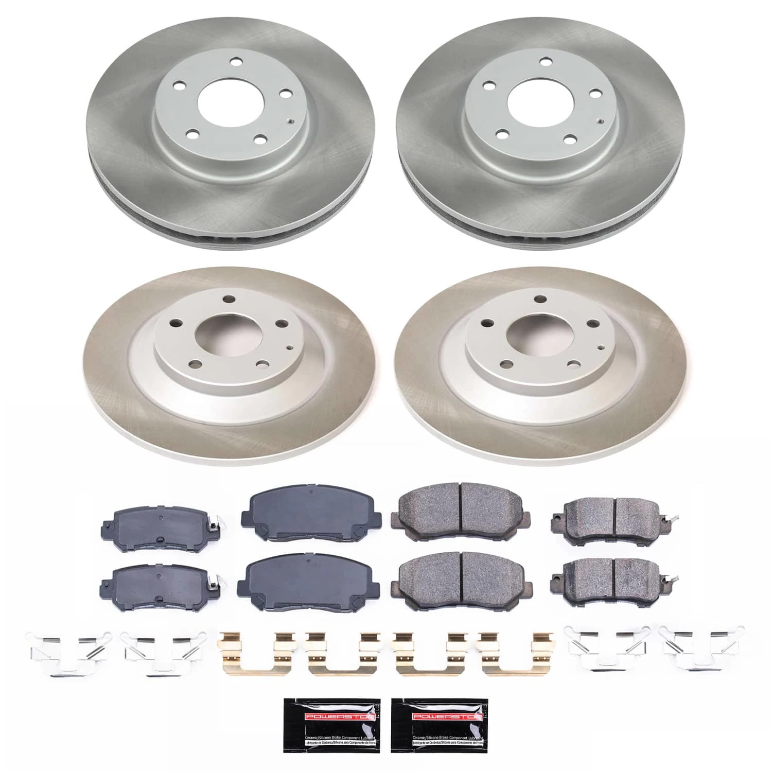 PowerStop Front and Rear Semi-Coated Rotor and Low-Dust Ceramic Brake Pad Kit SC6965