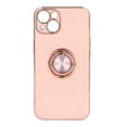thumbnail image 1 of Funda para iPhone 13 con soporte de anillo chapado en oro rosa brillante, ultrafina, flexible, de TPU, color rosa claro, 1 of 14