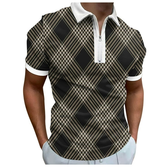 BOBOGOJP Mens Polo Shirts Regular-Fit Cotton Polo Shirt (Brown,XL)