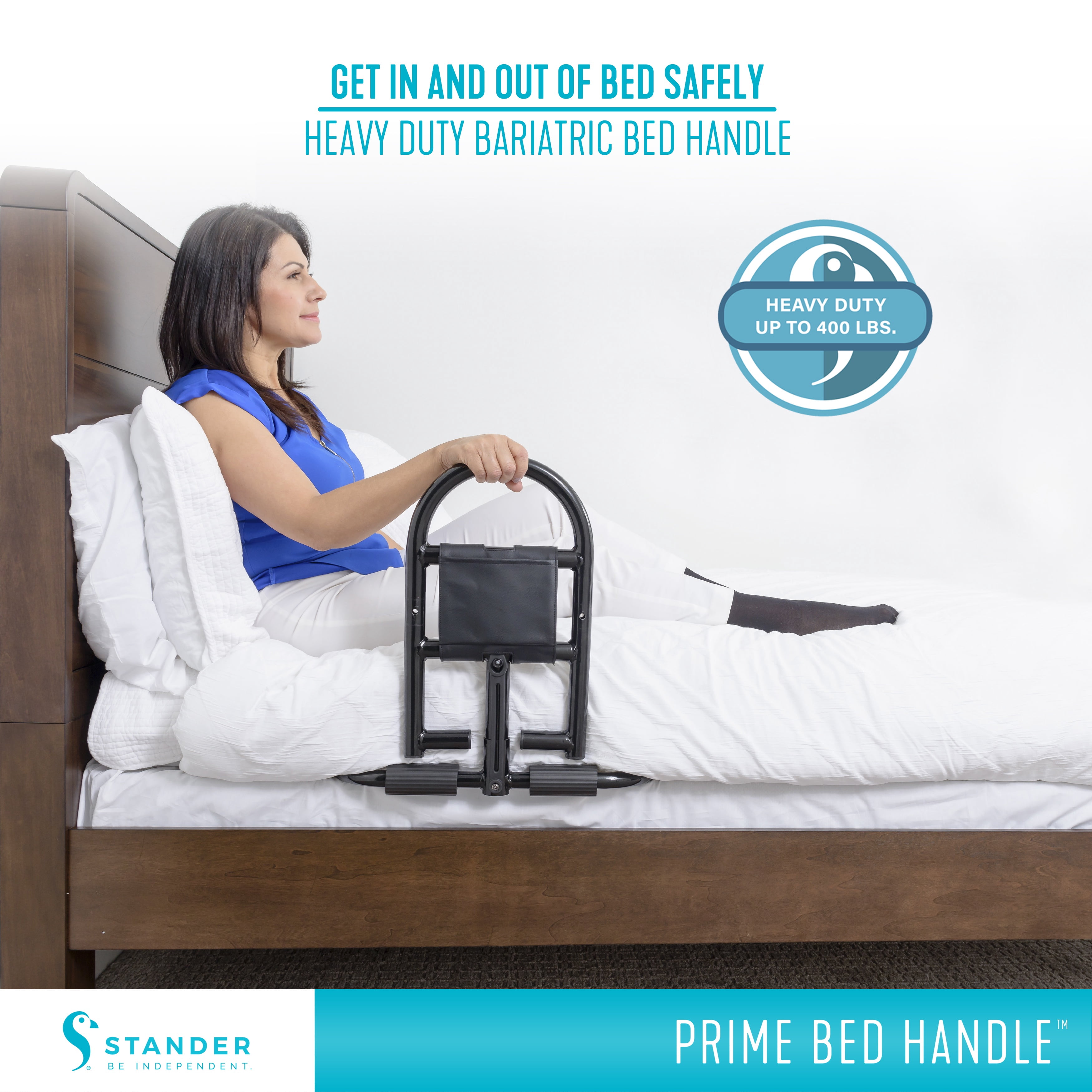 Stander Prime Bed Handle, Bariatric Safety Bar for Adults, Seniors, and Elderly, Removable Guardrail and Stand Assist, Fits Most King, Queen, Full, and Twin Beds, ASTM Safety Approved Bedrail