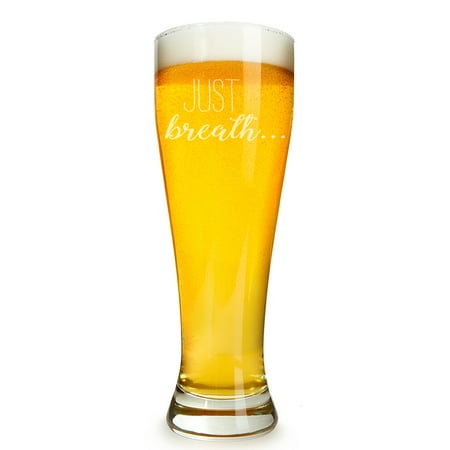 Just Breath Engraved 16 ounce Beer Glass Pilsner (Best Way To Hide Beer Breath)