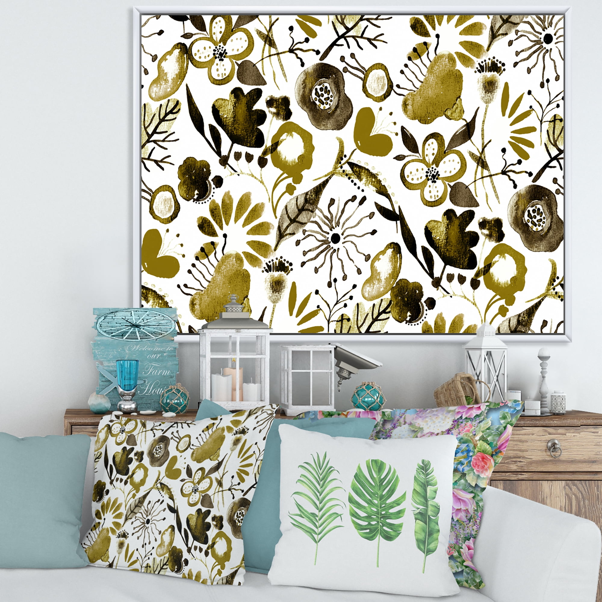 Designart 'Vital Abundance Of Wildflowers II' Modern Framed Canvas Wall Art Print
