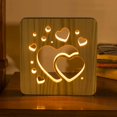 thumbnail image 2 of Heart Shaped Wood Bedside Lamp 3D LED Optical Night Light,Person, 2 of 5