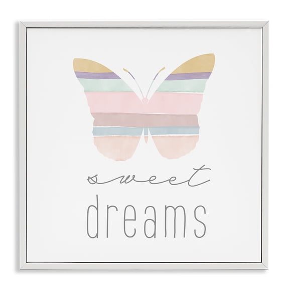 Stupell Industries Cottage Sweet Dreams Pastel Butterfly White Framed Giclee Art, 17 x 17, by Katrina Craven