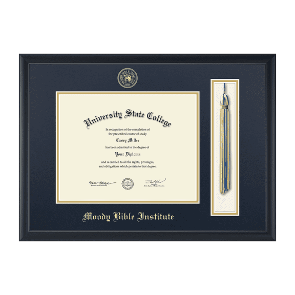 Framerly - Moody Bible Institute Tassel Diploma Frame In Black Moulding