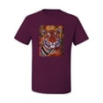 thumbnail image 2 of Wild Bobby, Colorful Painted Tiger, Animal Lover, Men Graphic Tees, Maroon, 5XL, 2 of 3
