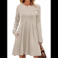 thumbnail image 2 of Vestido de Larga para Mujer, Cuello Redondo, Cintura Alta, Túnica con Bolsillos Albaricoque XL, 2 of 6