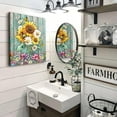 thumbnail image 3 of Farmhouse Floral Bathroom Decor Wall Art Rustic Sunflower Pictures Bathroom Wall Decor Country Colorful Flower Butterfly Canvas Print Painting Framed Artwork For Bedroom Living Room 12"x16", 3 of 6