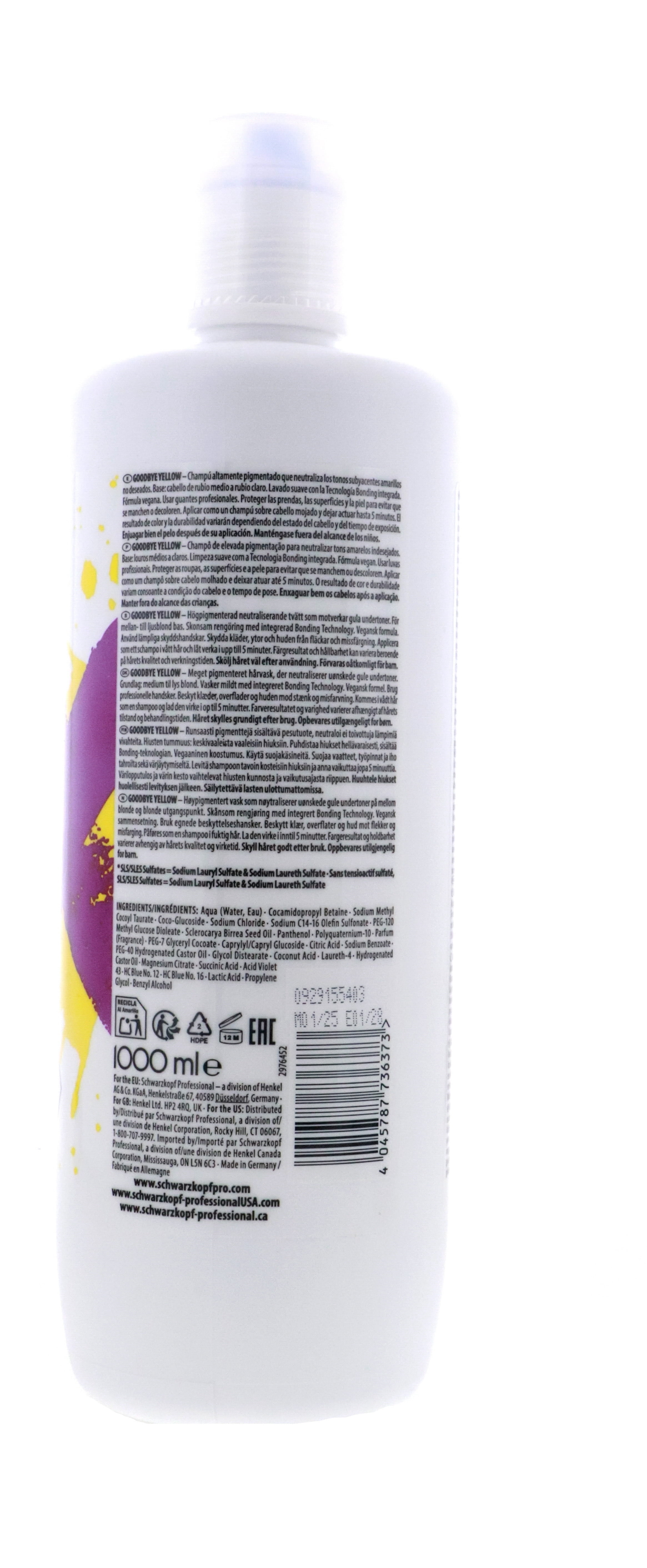 Schwarzkopf, Bonding Wash, Neutralizing Purple Shampoo, 33.8 oz