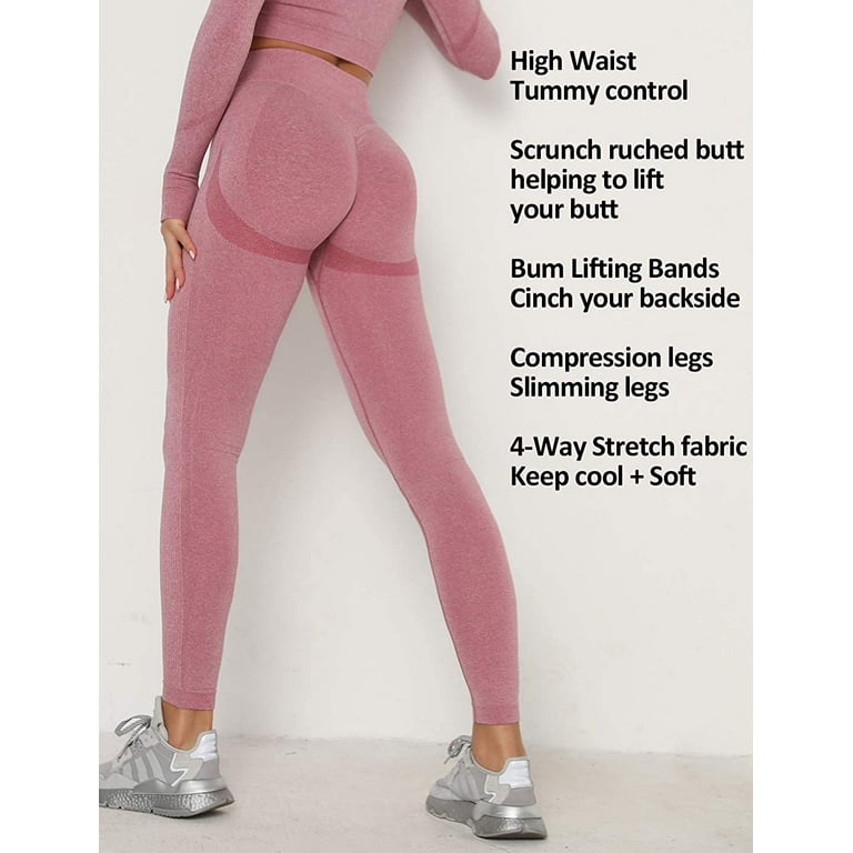 VASLANDA Seamless Leggings for Women Butt Lift High Waisted Yoga Pants with  Pockets Tummy Control Compression Workout Tights Gym 