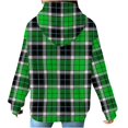 thumbnail image 3 of Women's Fashion Loose Hooded Pullover Long Sleeve Plaid Sweatshirt with Drawstring Drop Shoulder and Pocket Print,Green,XL, 3 of 6
