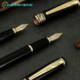 thumbnail image 3 of STONEGO High-Quality Business Fountain Pen - Black Lacquer Finish with Silver/Gold-Finished Clip and Trim, Medium 0.5mm Nib, Perfect for Office Use and Professional Writing, 3 of 6