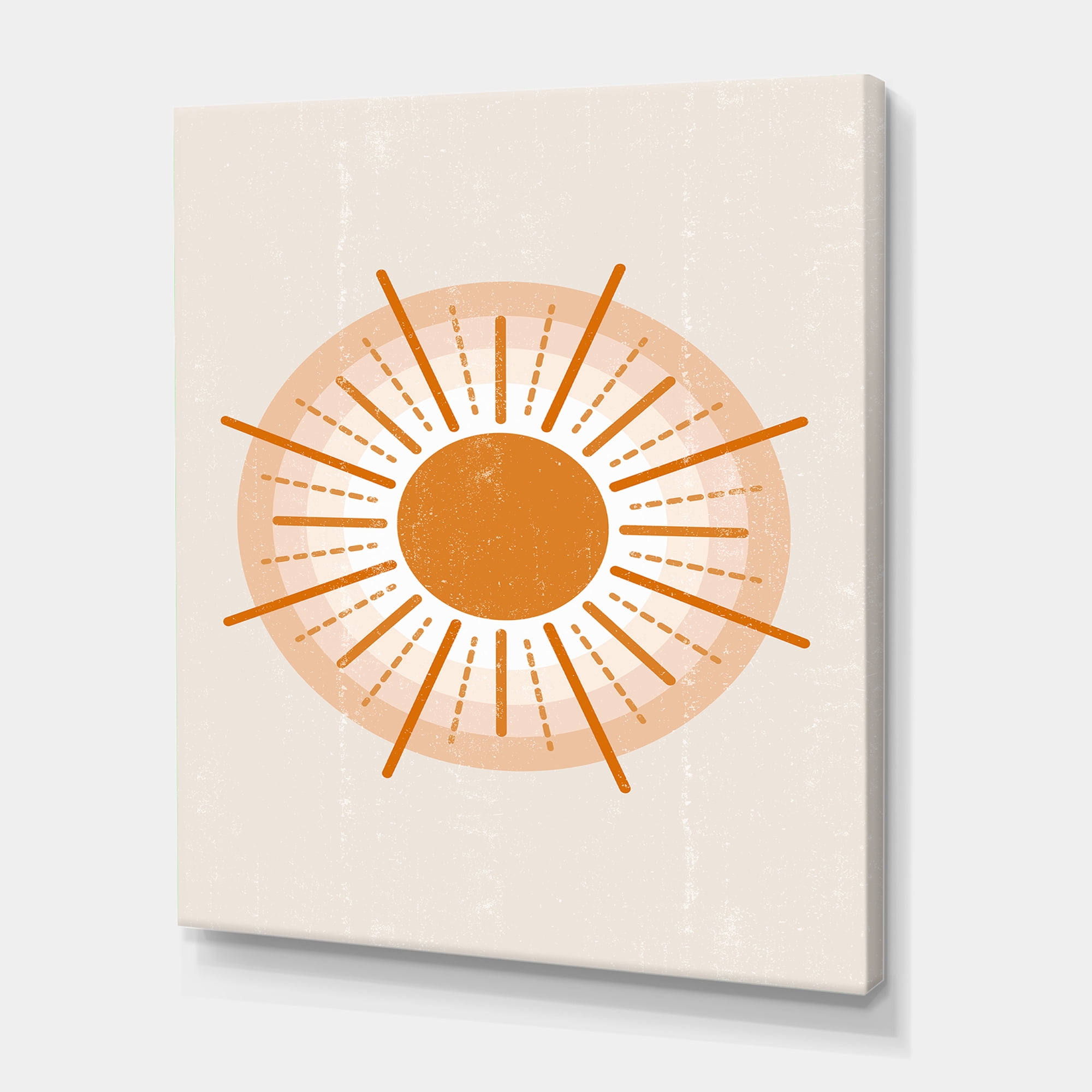 Designart ' Orange Radiant Sun II ' Modern Canvas Wall Art Print