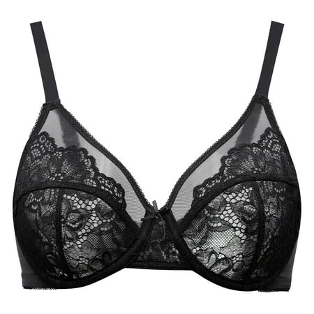 

MELENECA Women s Full Coverage No Padding Plus Size Minimizer Underwire Bra Black 34C