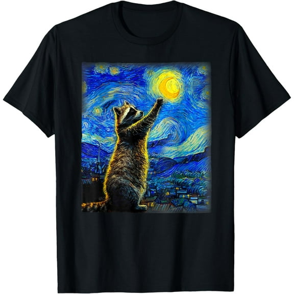 Raccoon Starry Night Painting Van Gogh Funny Raccoon Lover T-Shirt TShirt