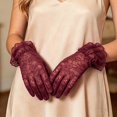 thumbnail image 3 of Elegant Summer Black Lace Women and Girls Lightweight Sheer Mesh Sun Mittens with Delicate Floral Design for Formal Events and Party Wear,, 3 of 4