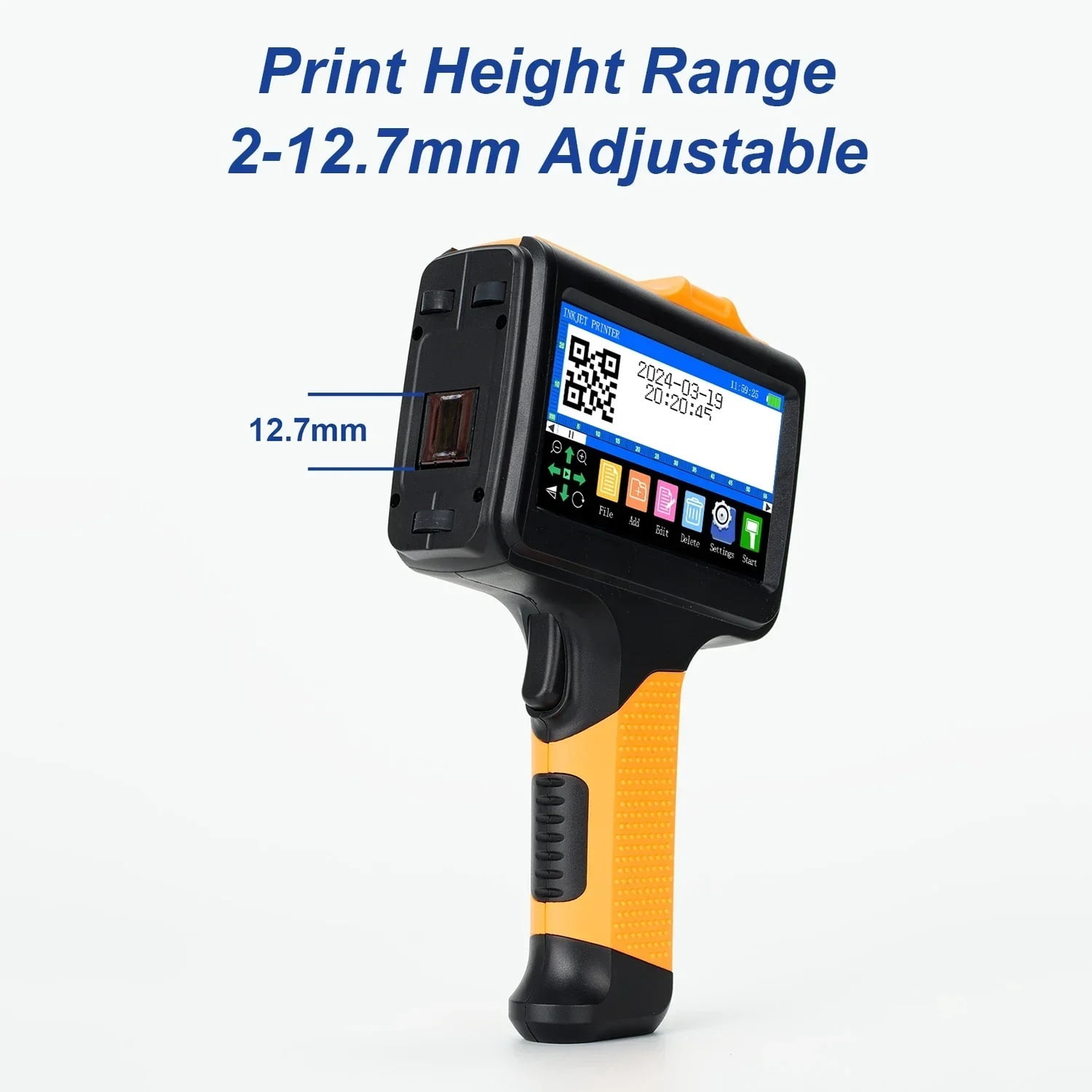12.7mm Multi-Languages Printer Text QR Barcode Batch Number Logo Date Label Printer Handheld ,Fast-Drying Ink with Crisp Output
